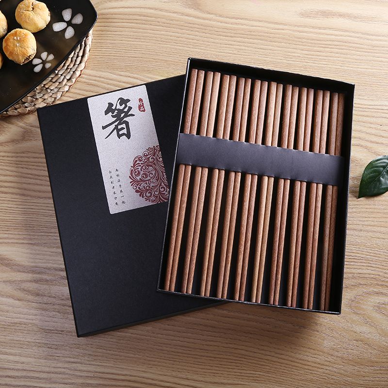10双礼盒装红檀木筷子 无漆无蜡木质快子实木防滑耐高温餐具批发详情图1