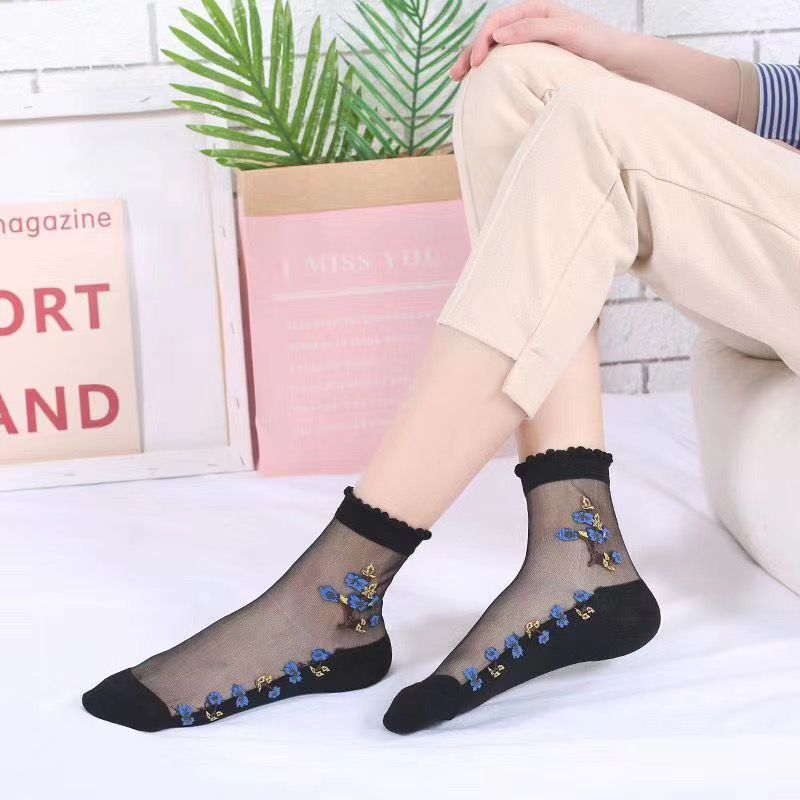 12 pairs of ladies' foot heel split socks crystal glass silk non-slip plus cotton sole split socks foot split socks factory direct sale thumbnail