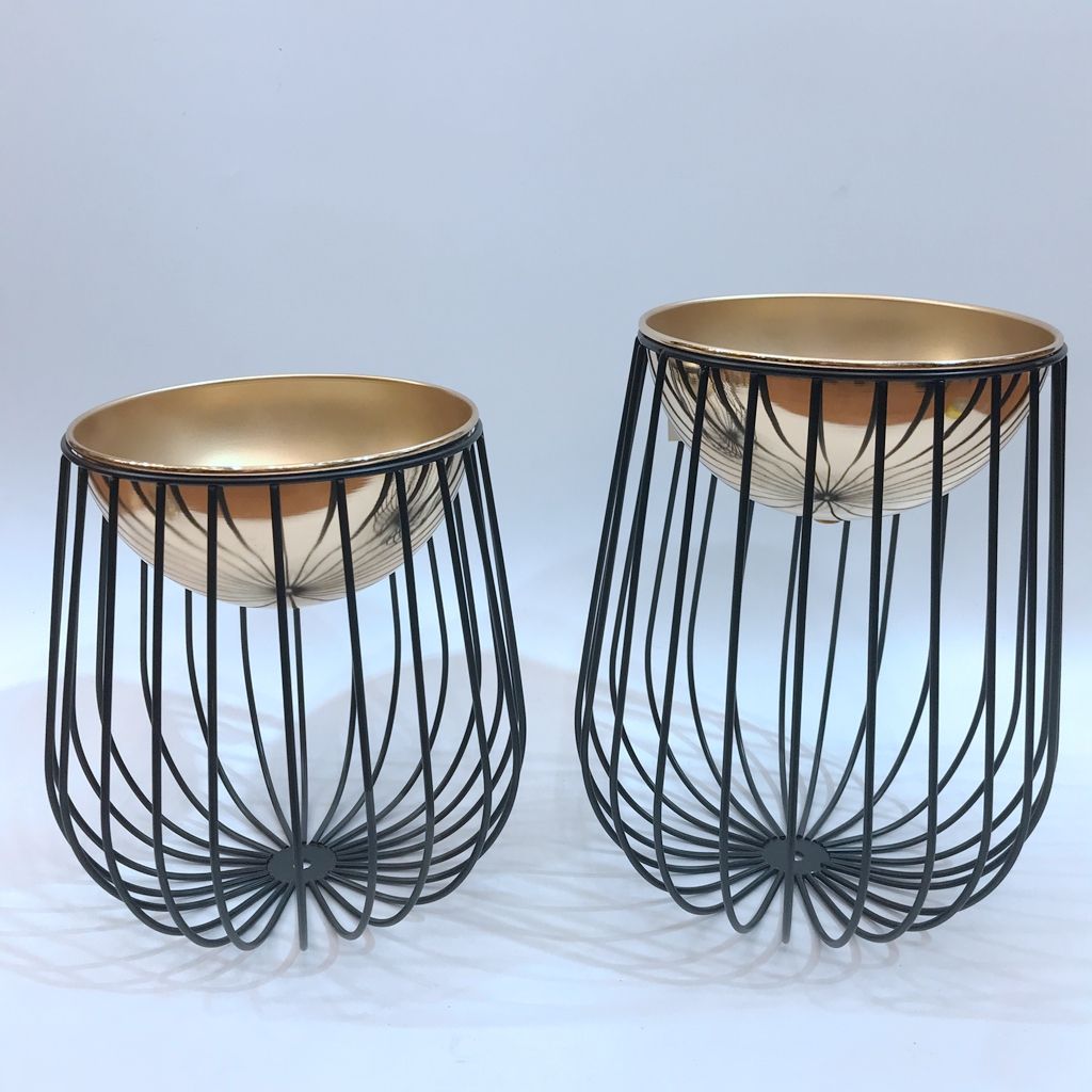 北欧铁艺创意南瓜形花器简约圆形花器