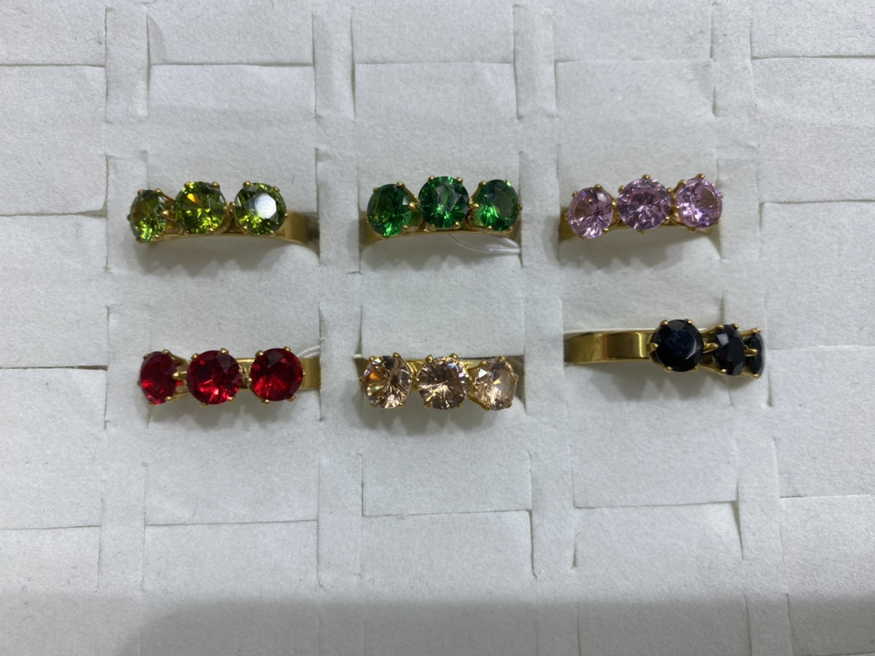 European and American fashion three zircon rings gold