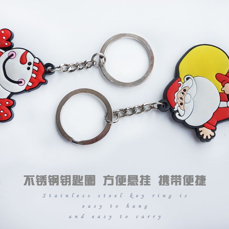 Christmas series cartoon soft rubber keychains Specification image