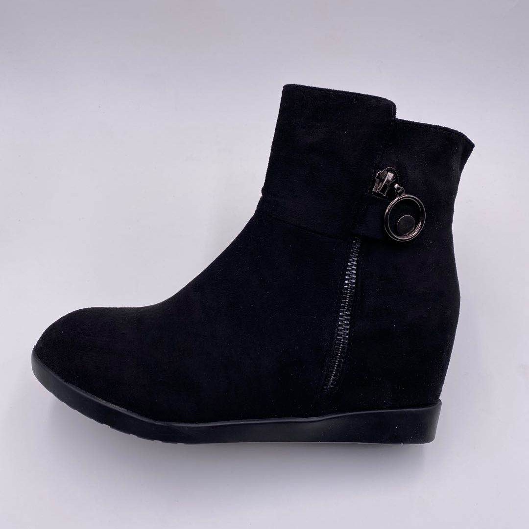 Women's cashmere wedge heel insole height-increasing fashion ankle boots details Picture