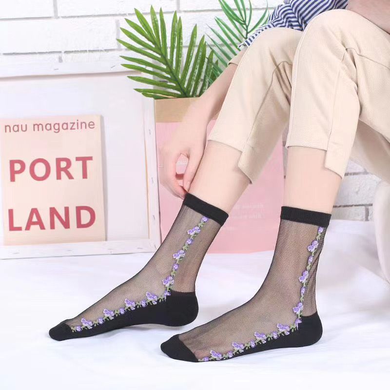 12 pairs of ladies' foot heel split socks crystal glass silk non-slip plus cotton sole split socks foot split socks factory direct sale details Picture
