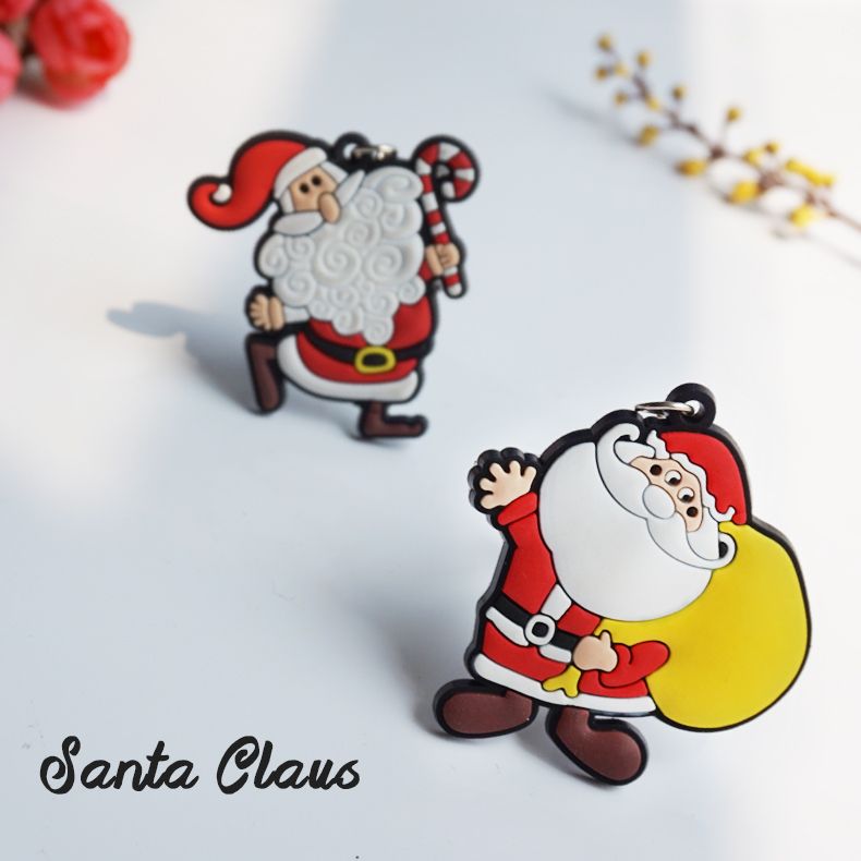 Christmas series cartoon soft rubber keychains
