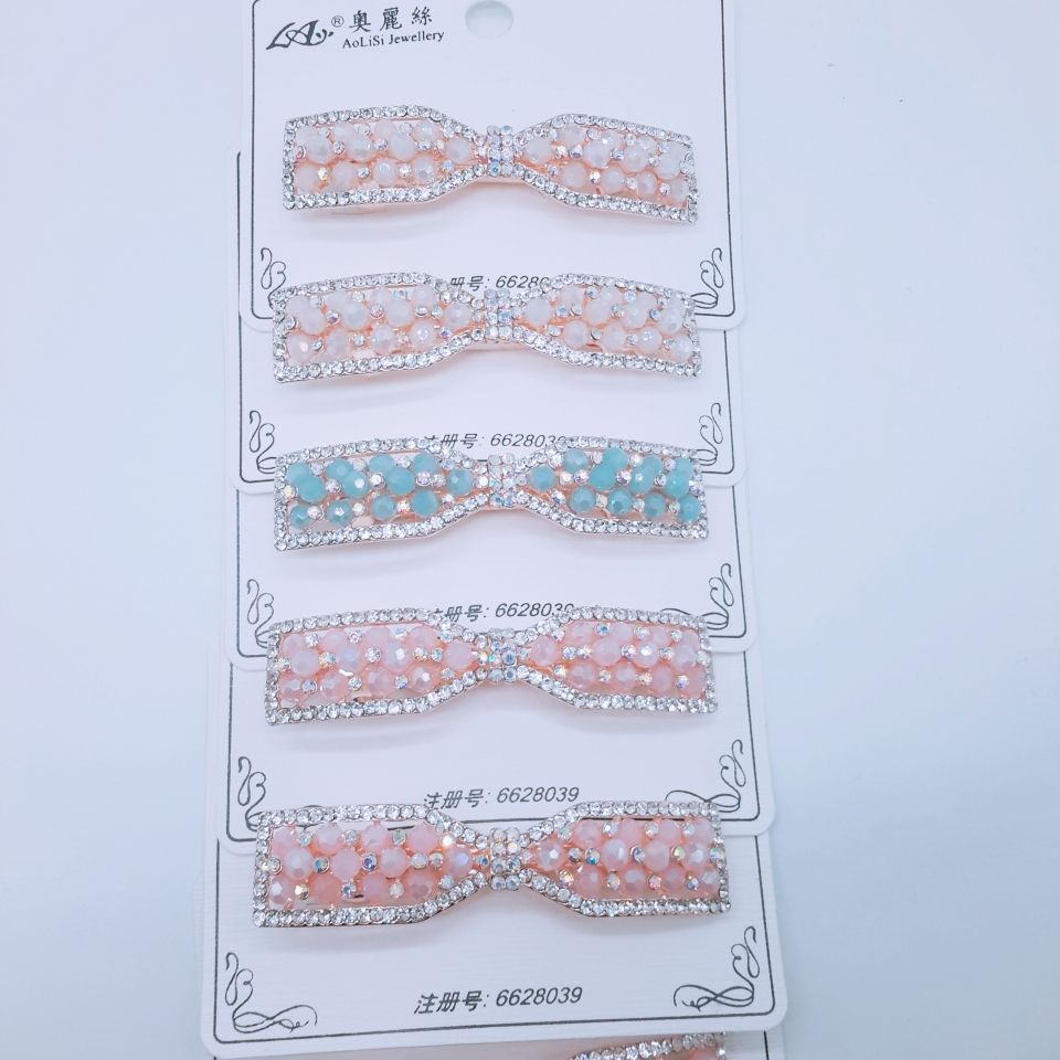 Korean-style hair clips and accessories, ins minimalist style pearl stone shiny powder hair clips, BB clips, back of the head clips, ponytail hair clips Specification image