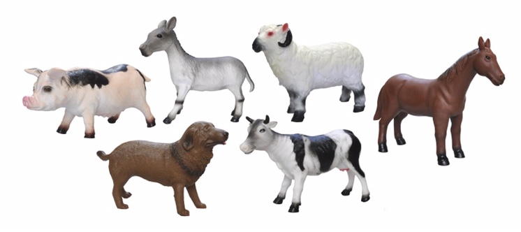 6 soft glue farm animal toys thumbnail
