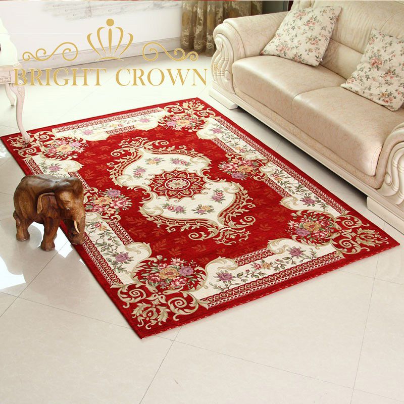 多尼尔棉丝地毯欧式中式美式田园日韩地毯茶几垫客厅地毯可水洗白底实物图