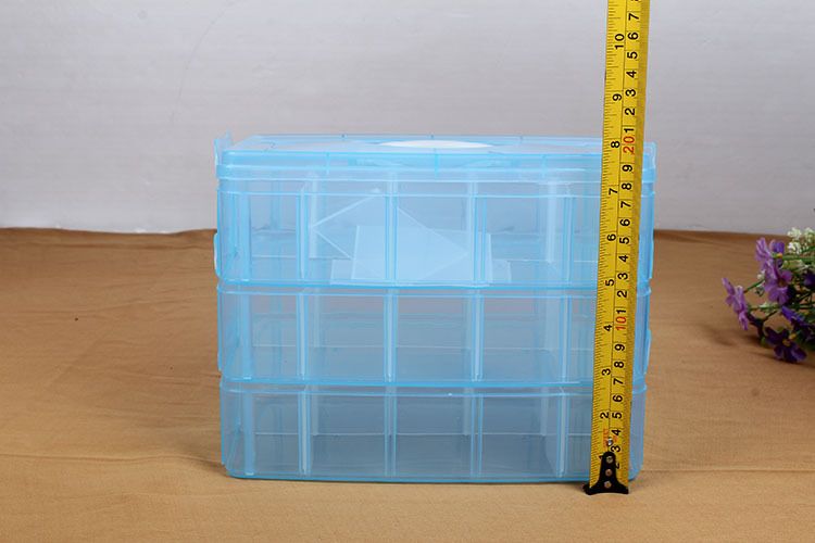 Multifuncional desmontable grande de tres capas portátil caja de plástico caja de joyería de maquillaje juguetes calcetines organizador caja de almacenamiento transparente detail image 3