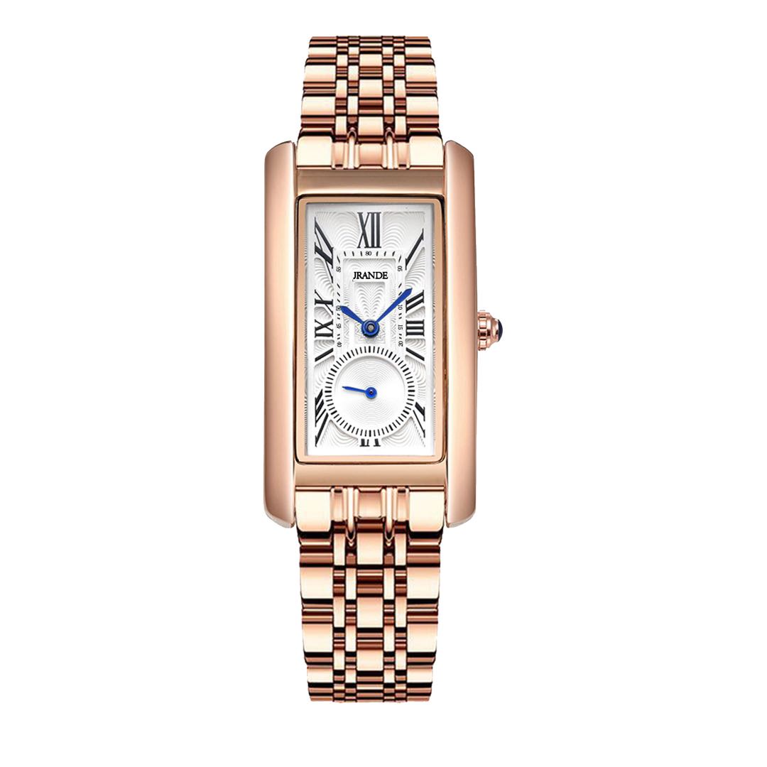 Cartier rectangular 2 - pin half stainless steel watchband waterproof women's watch