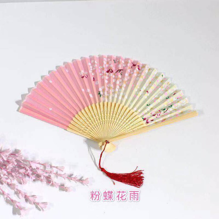 新款一笑扇女折扇中国风复古风日韩扇子竹艺详情图7