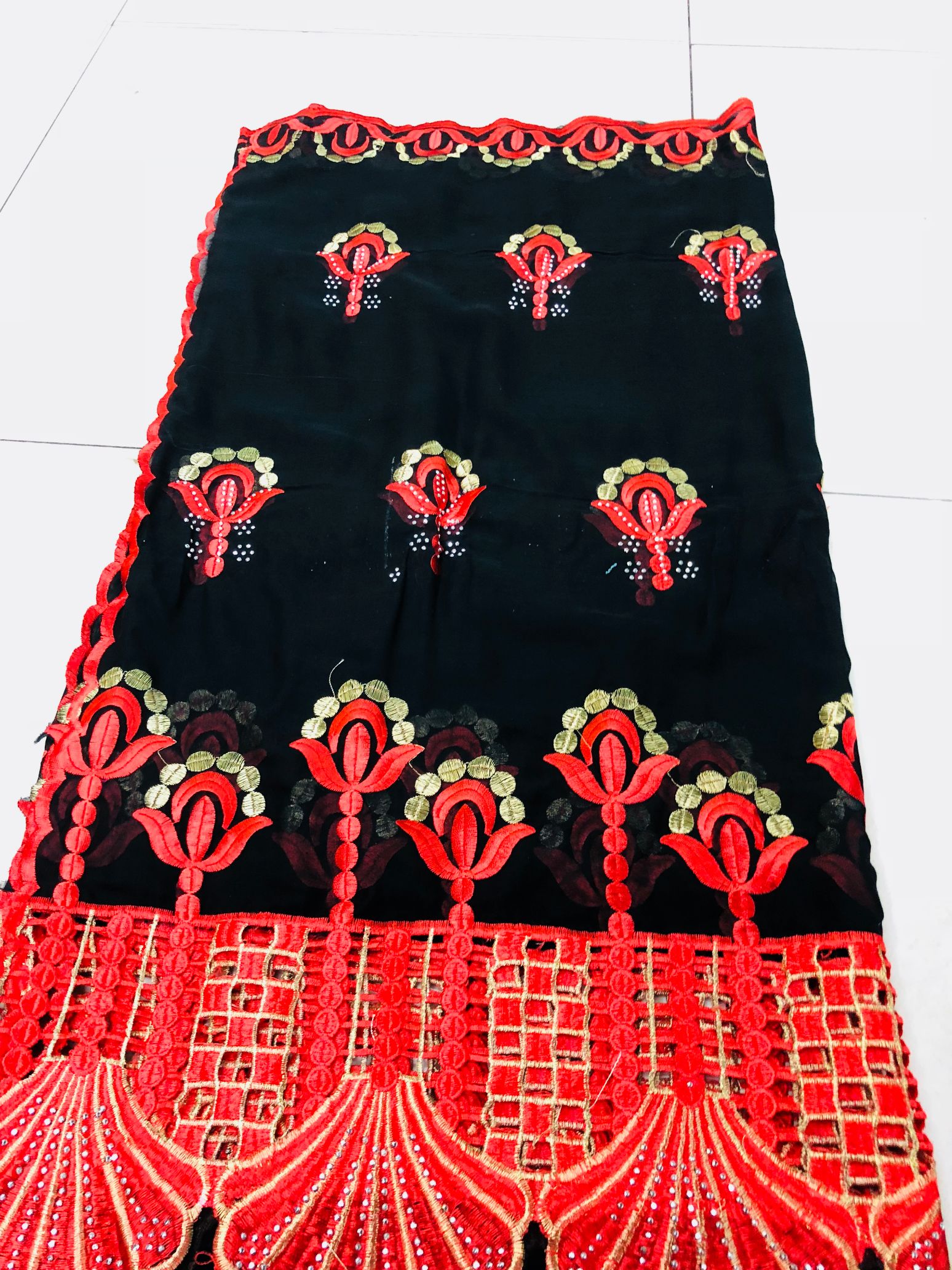 Foreign Trade Domestic Fashion Chiffon Embroidered Hot Melt Pressure Drill Long Scarf Africa Middle East Women's Scarf Shawl details Picture