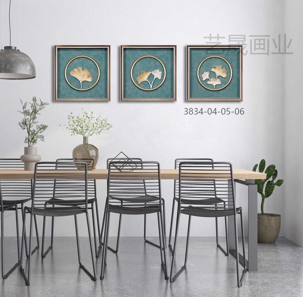 Explosive living room and dining room corridor stairway wooden carving hanging decorative painting