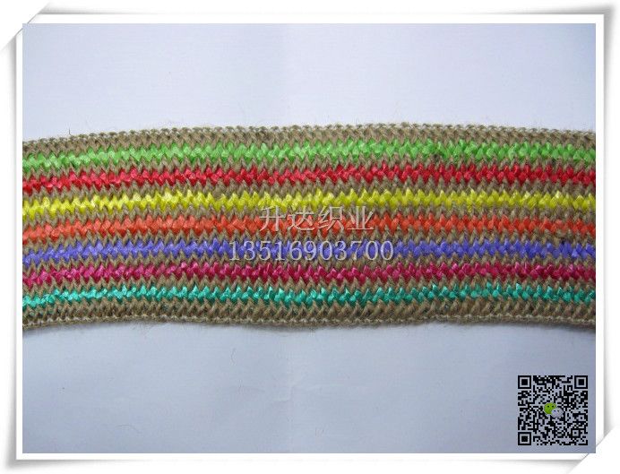 本色麻绳+彩色PP草弹力带 腰带 8.5CM宽详情图1