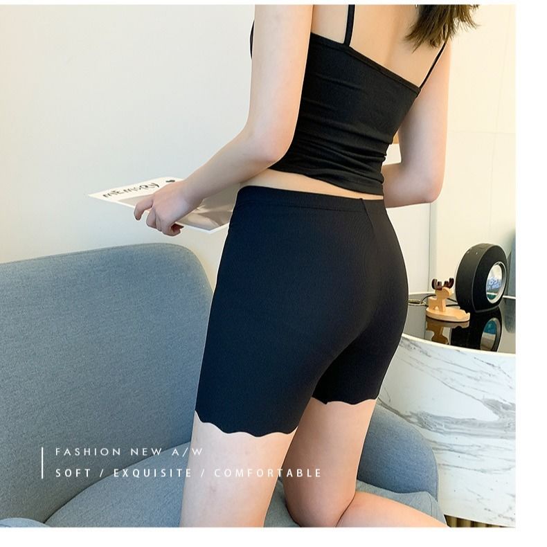 Tmall supply safety pants, anti-leakage women's mid-waist threaded wooden dale thin, seamless three-point base shorts details Picture