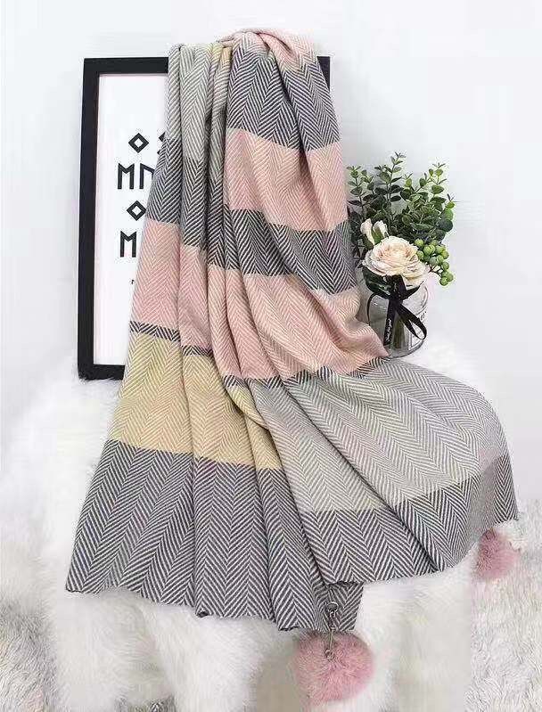 Autumn winter ladies fashion hanging ball long towel thumbnail