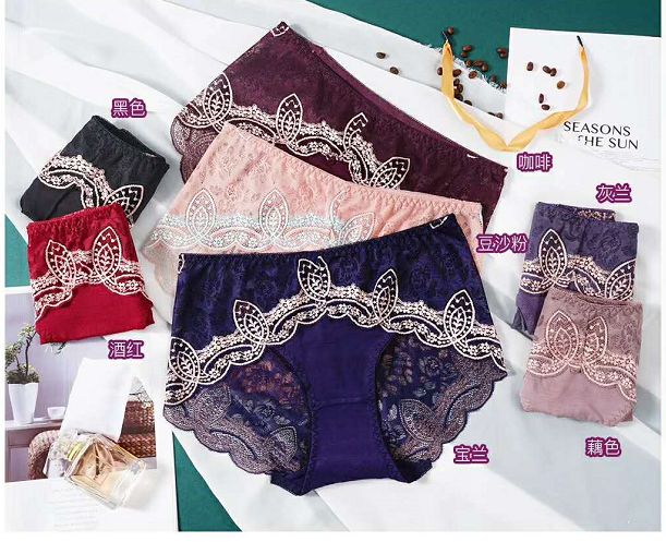 2020 new medium and large size sexy lace ladies underwear middle waist gauze comfortable ladies triangle underwear thumbnail