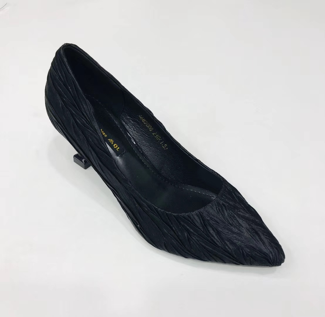 Women's pleated fashion high-heeled single shoes