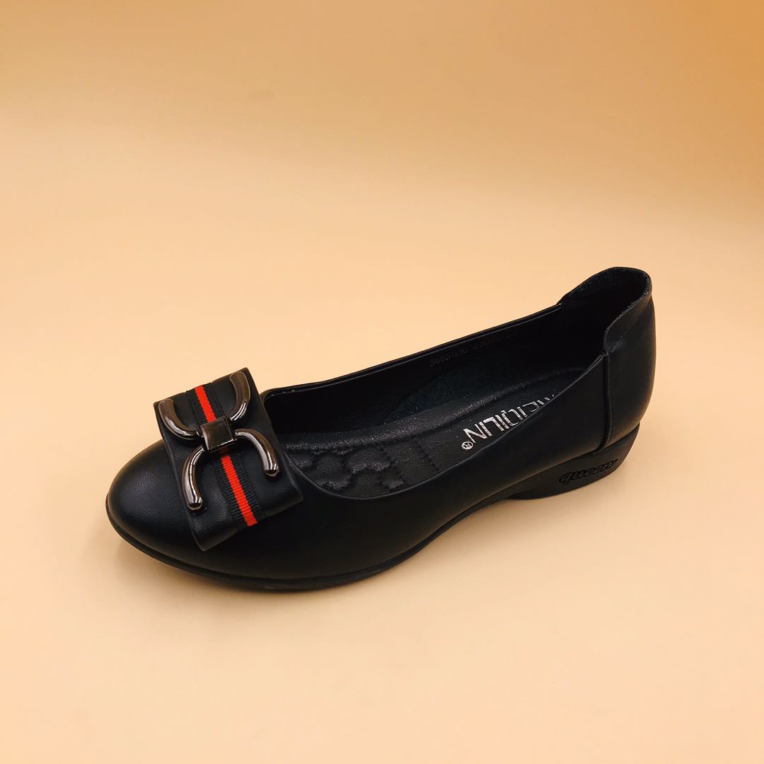 Women's red and black woven strap decorative buckle flat, comfortable and versatile single shoes Specification image