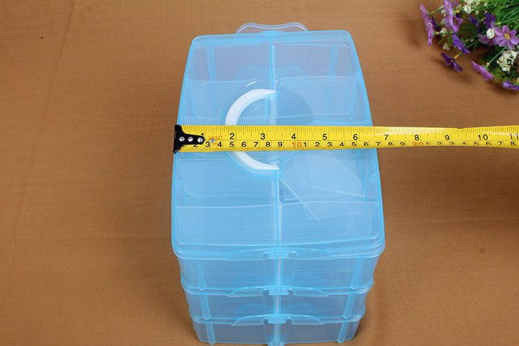 Multifuncional desmontable grande de tres capas portátil caja de plástico caja de joyería de maquillaje juguetes calcetines organizador caja de almacenamiento transparente detail image 2