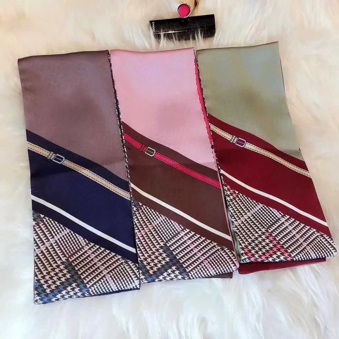 A new Korean-style digital printed belt slanted silk scarf in 2020