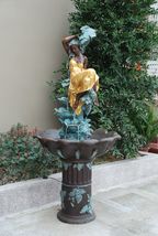 大型铜雕塑落地欧式少女人物铜流水家居大厅室内软装品酒店玄关