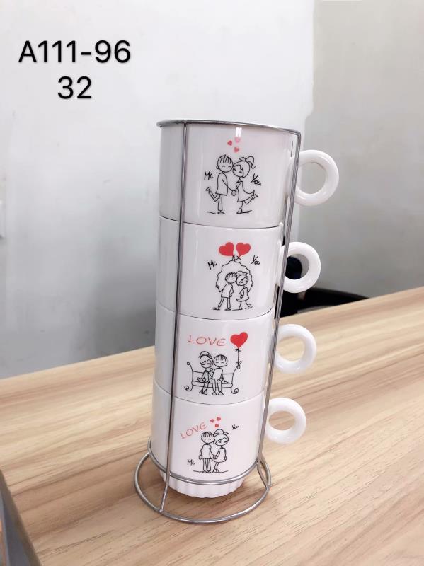 Creative and simple coffee set cups for office and home use, ceramic cups with stainless steel frames, and custom logos are supported