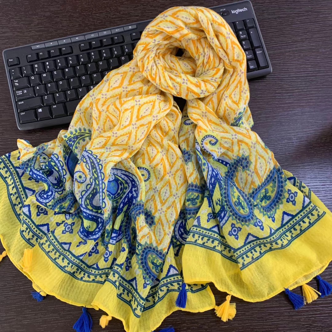 Golden Scarf Factory direct sales of wavy cotton casual and versatile scarves and shawls Item Picture
