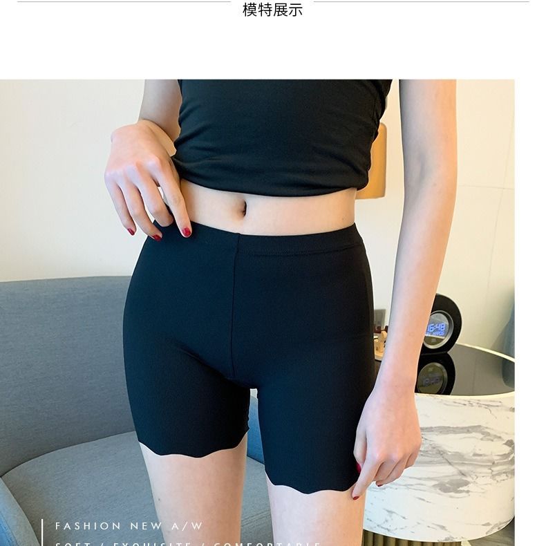 Tmall supply safety pants, anti-leakage women's mid-waist threaded wooden dale thin, seamless three-point base shorts