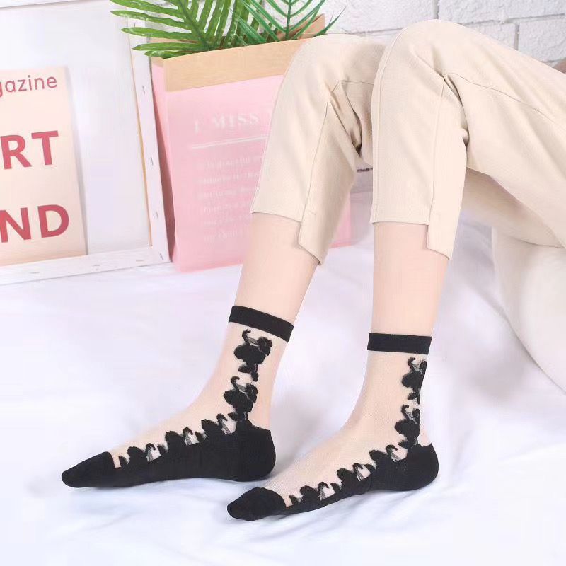 12 pairs of ladies' foot heel split socks crystal glass silk non-slip plus cotton sole split socks foot split socks factory direct sale undefined