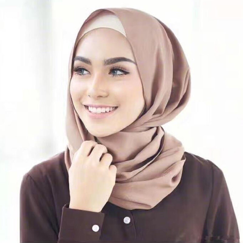 2020 Summer New Solid Color Chiffon Breathable Fashion Long Scarf Hui Casual Veil Muslim Headscarf Women 11 details Picture