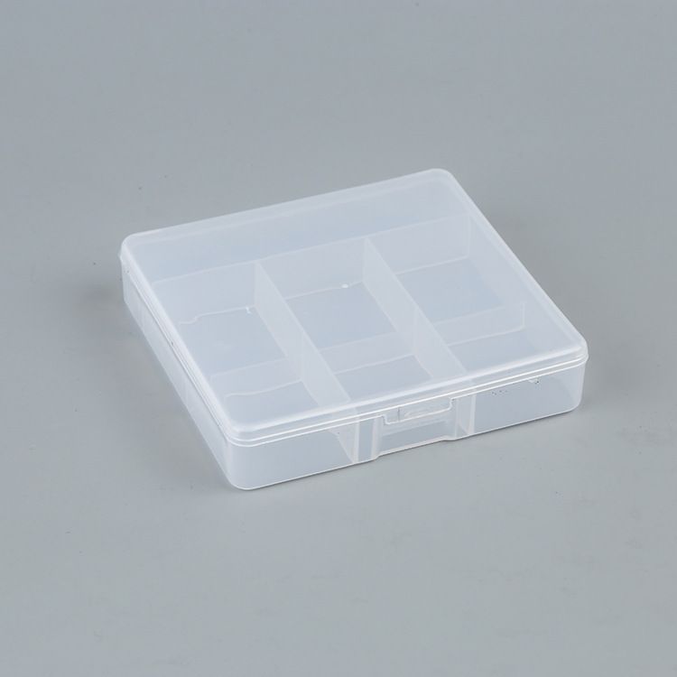Small square seven-compartment transparent plastic detachable jewelry storage and classification, medicine box packaging box, needle and thread supplies storage box Specification image