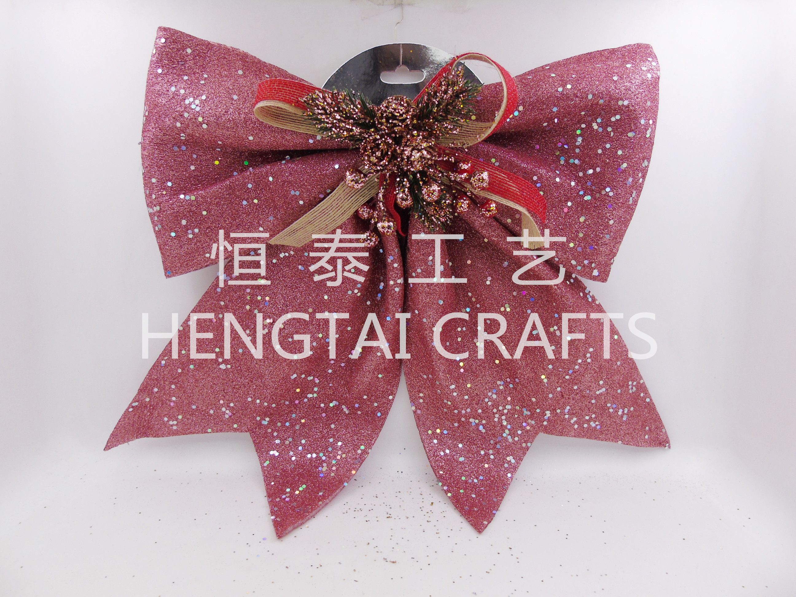 Christmas powder-coated cuttings with foam cotton bows detail image 3