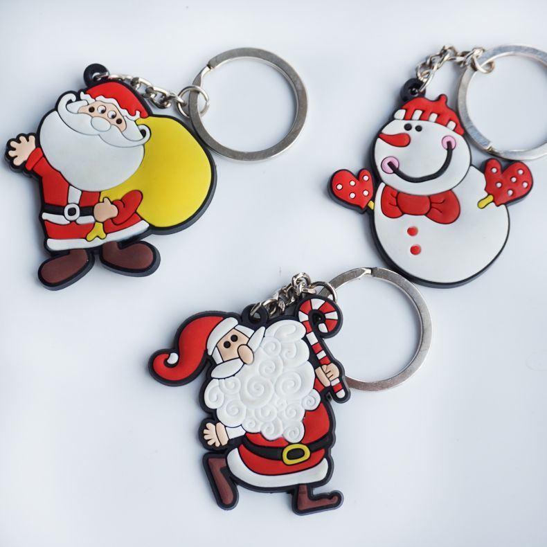 Christmas series cartoon soft rubber keychains details Picture