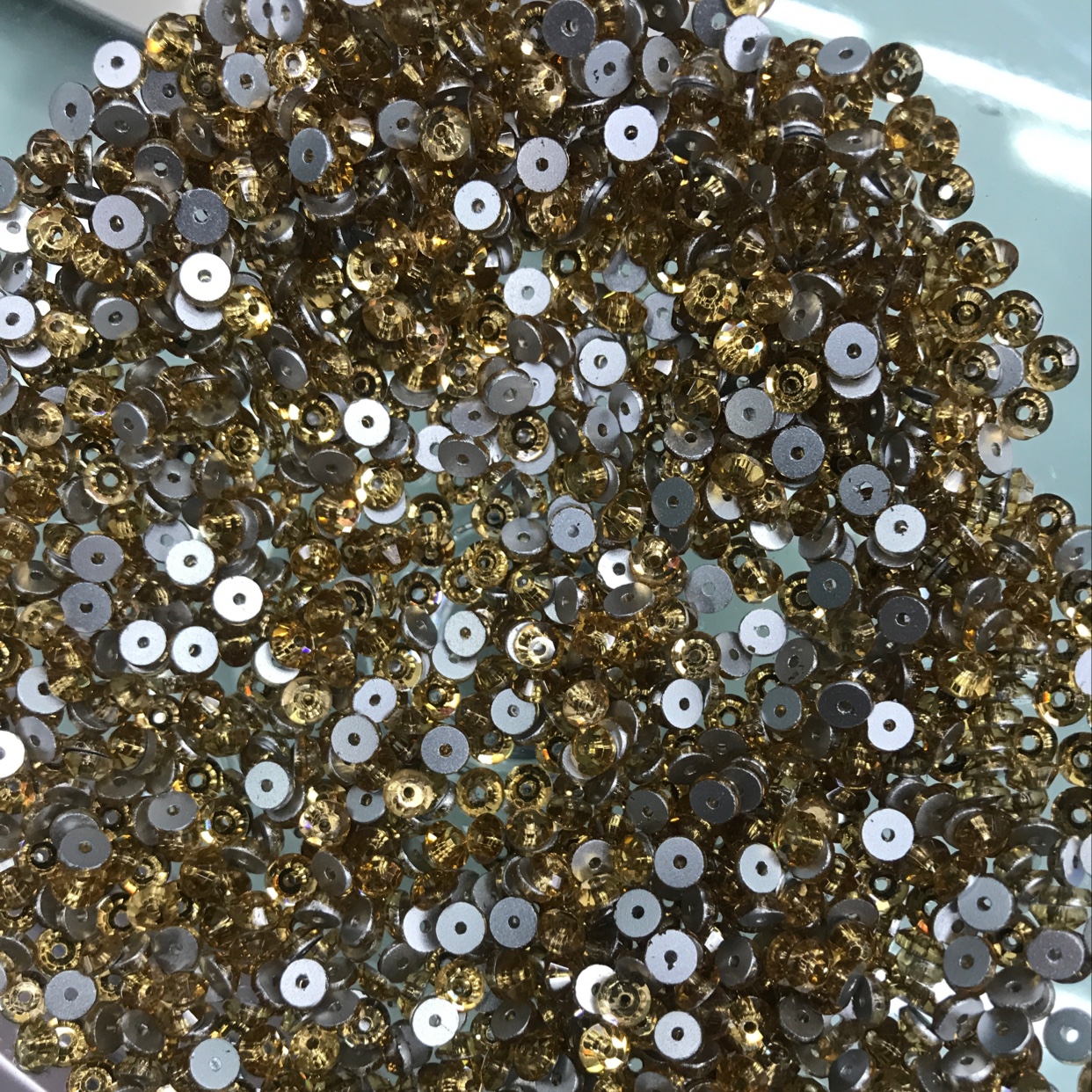 仿奥烫钻精品平底中孔钻5#水晶黄图