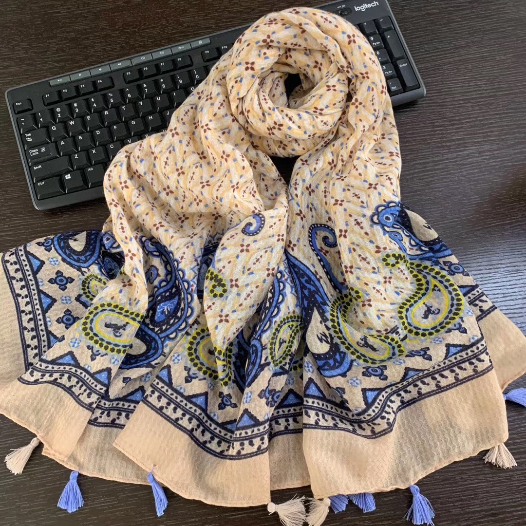 Golden Scarf Factory direct sales of wavy cotton casual and versatile scarves and shawls undefined