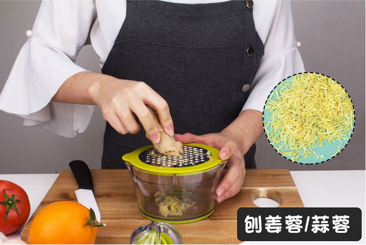 便捷4合1多功能手动压汁器，可磨果泥、刨蒜末姜末，还可榨果汁详情图3