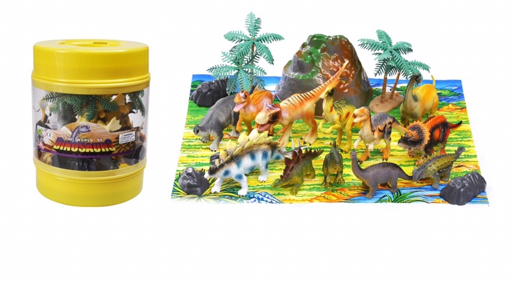 双黄盖恐龙大桶儿童玩具