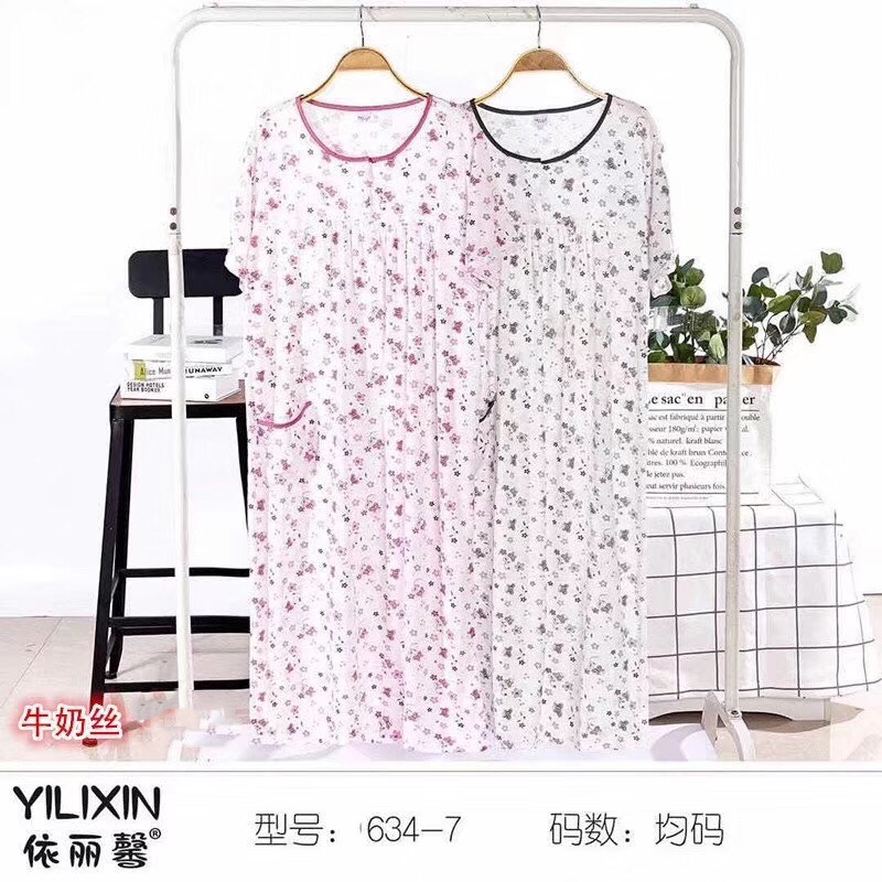 Oversized open-button, large-sized printed, multi-patterned short-sleeved dress details Picture