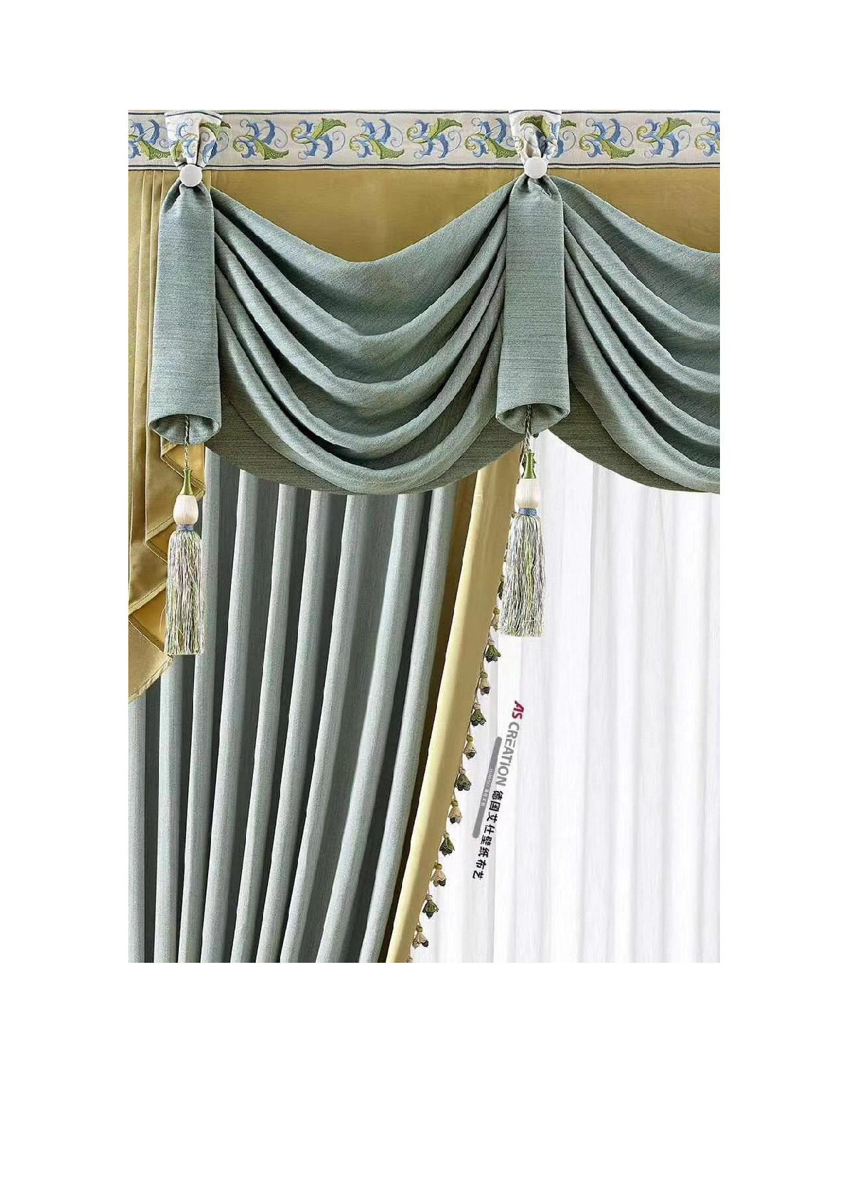 Blumarine风铃款现代简约轻奢窗帘高精密提花橙色拼接高档客厅卧室遮光详情图3