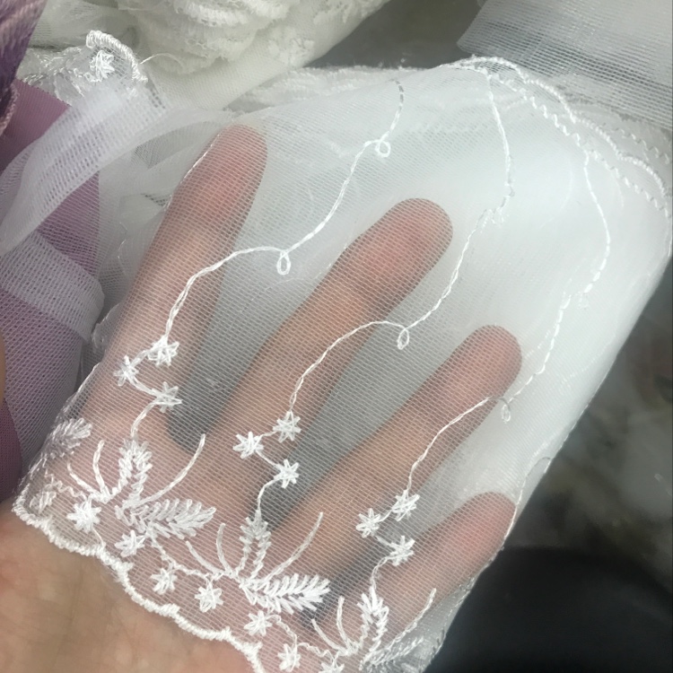15 cm pink mesh fabric embroidered lace in stock Specification image
