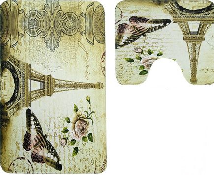 Butterfly Tower Digital Printed Bathroom Floor Mat Two-Piece Set full figure
