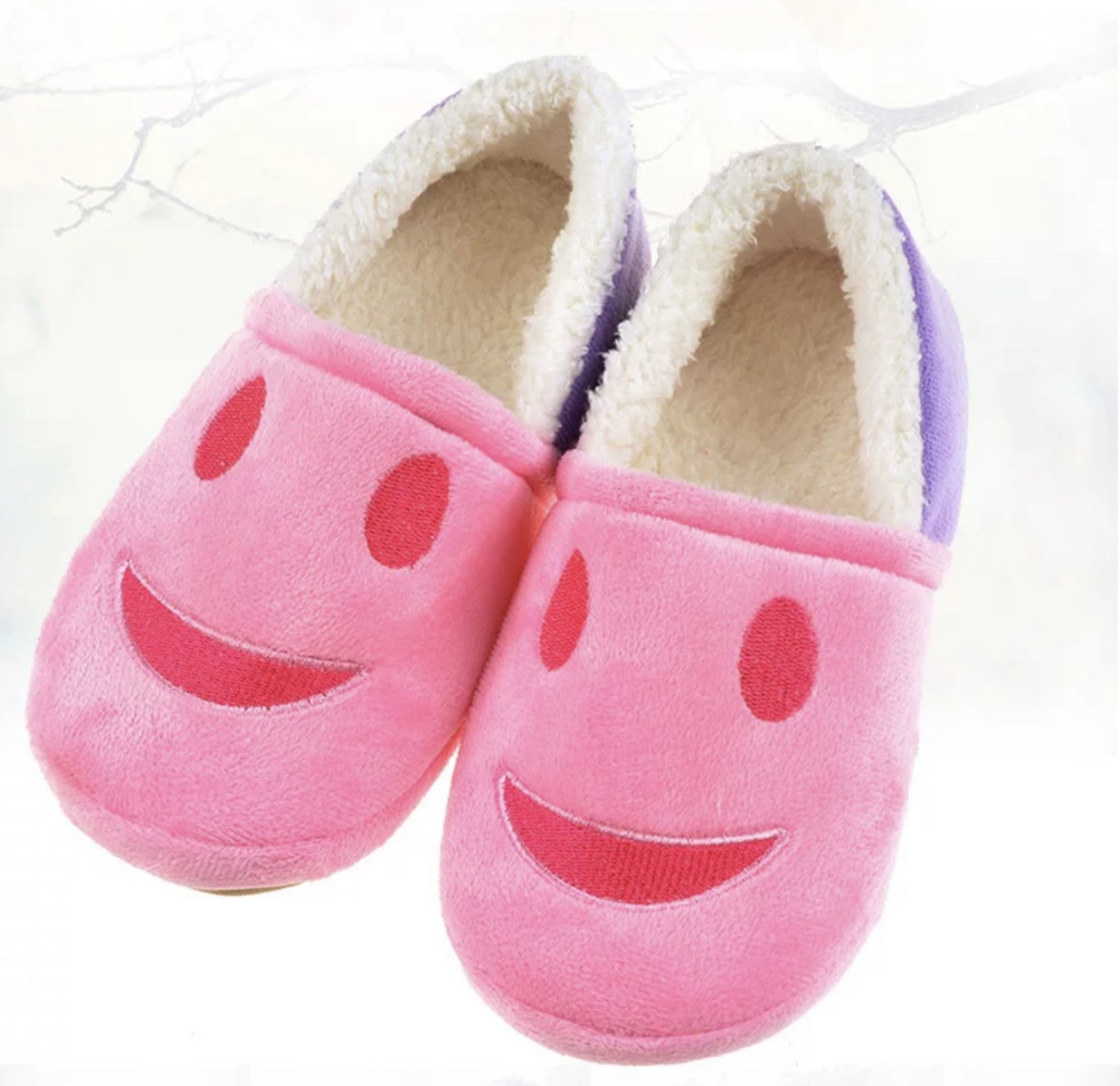 New winter women's cotton slippers with thickened smiley face and padded heels Specification image