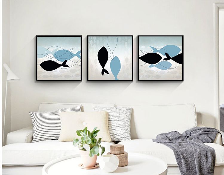 Shengshi Modern minimalist Decorative paintings, Nordic sofa background wall hanging paintings, abstract fish, hotel matching paintings factory direct sales detail image 5