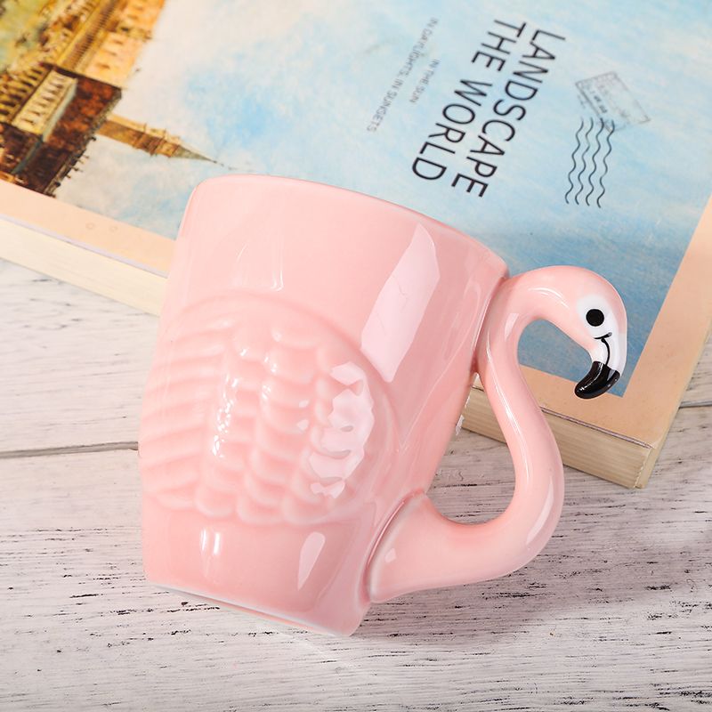 少女系火烈鸟陶瓷杯咖啡杯游戏陶瓷杯 游戏机马克子 创意造型骨瓷杯详情图2