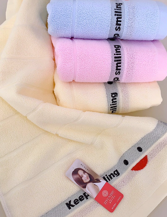 素色提蝴蝶结毛巾，成人提花面巾、洗脸巾极限32股柔软舒适产品图