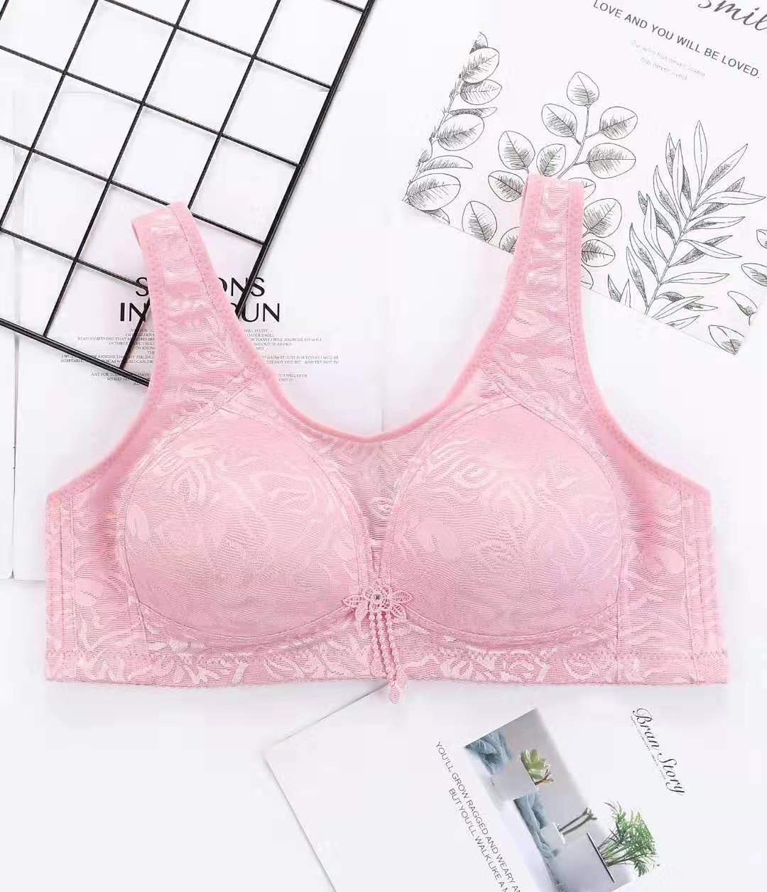 Plus-Size Jacquard Top Top Adjustable Readout Thin Cotton Cup Baby Cotton Bra Without Underwire details Picture
