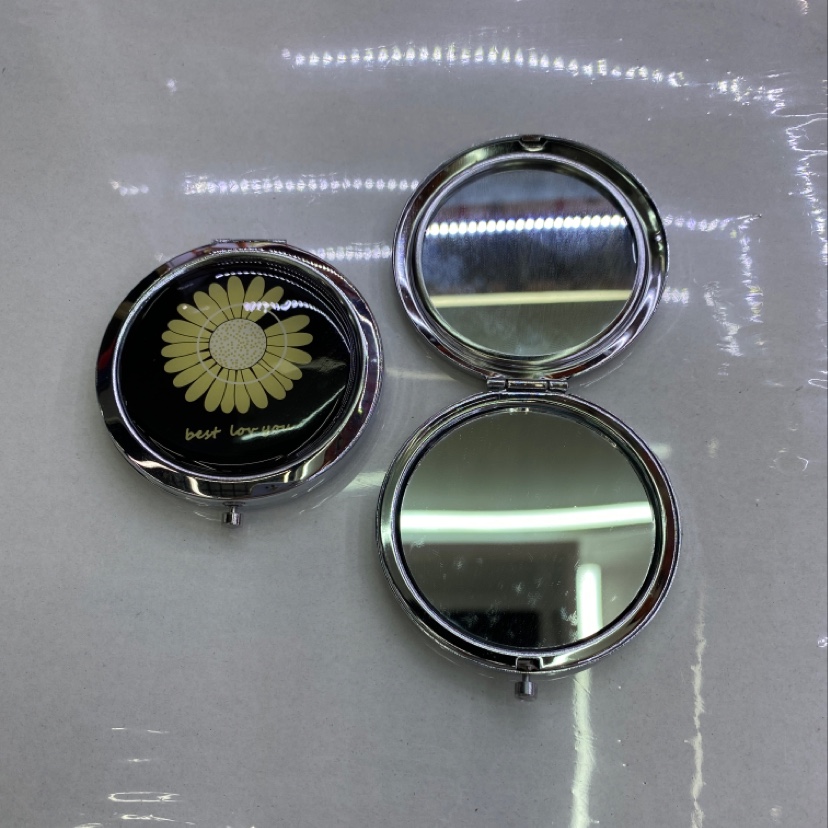 雏菊款小圆镜双面小镜子便携式化妆镜厂家直销