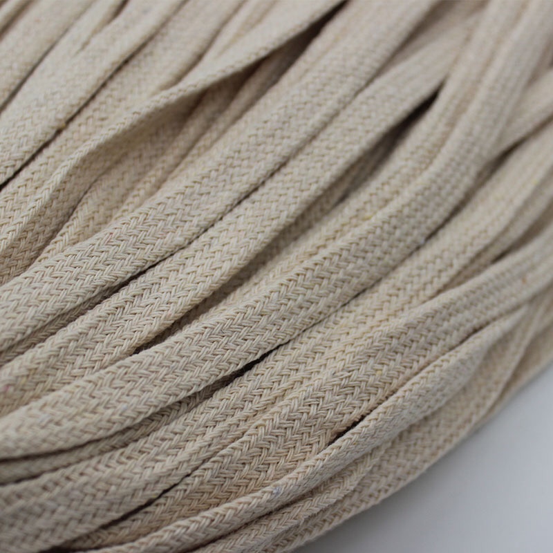 Factory Direct Sales 1Cm Wide This White Hollow Core Flat Cotton Rope Bunched Mouth Rope Clothes Hat Rope Waistband Braided Flat Cotton Rope details Picture
