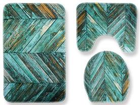 Green Wood Digital Printed Bathroom Floor Mat Three Sets full figure