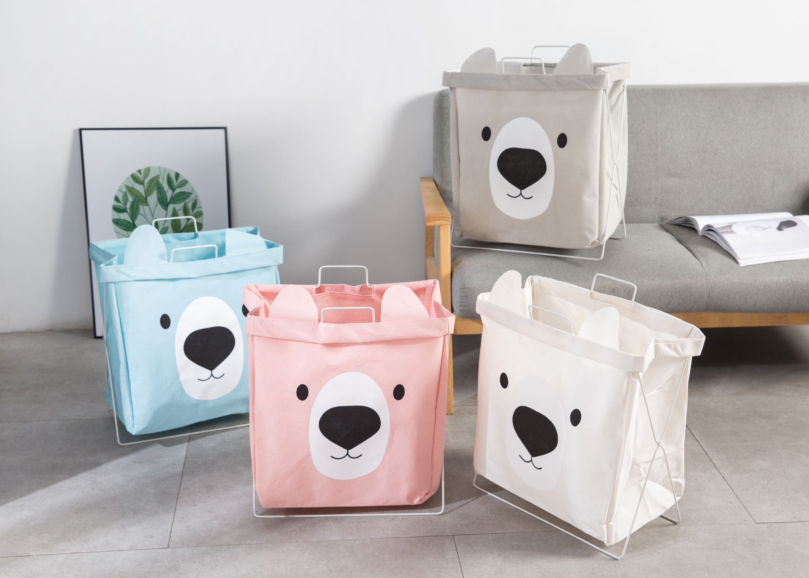 Ins Nordic Clothes Storage Basket Cotton Linen Foldable Laundry Basket Toy Storage